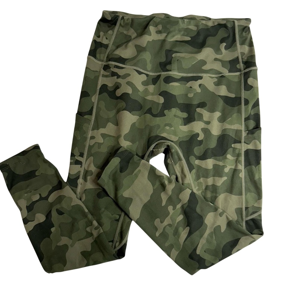 Zuty camouflage camo green exercise‎ workout leggings LARGE with deep pockets